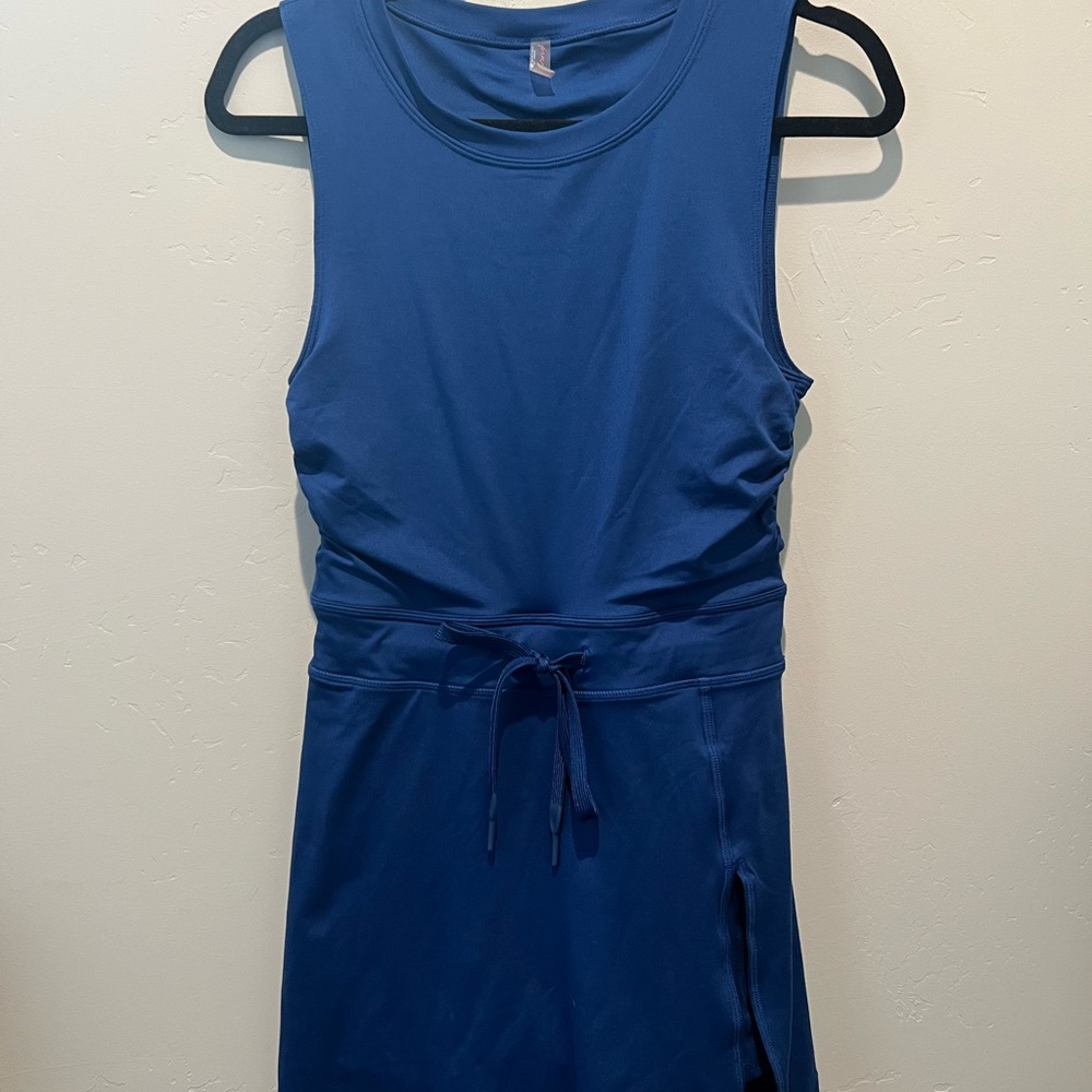 FP Movement Easy Does It Blue Sleeveless Dress with Waist Tie